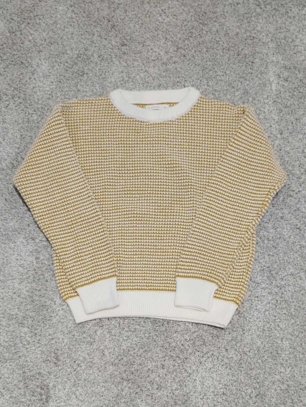 Fin & Vince Yellow & White Knit Crew Sweater